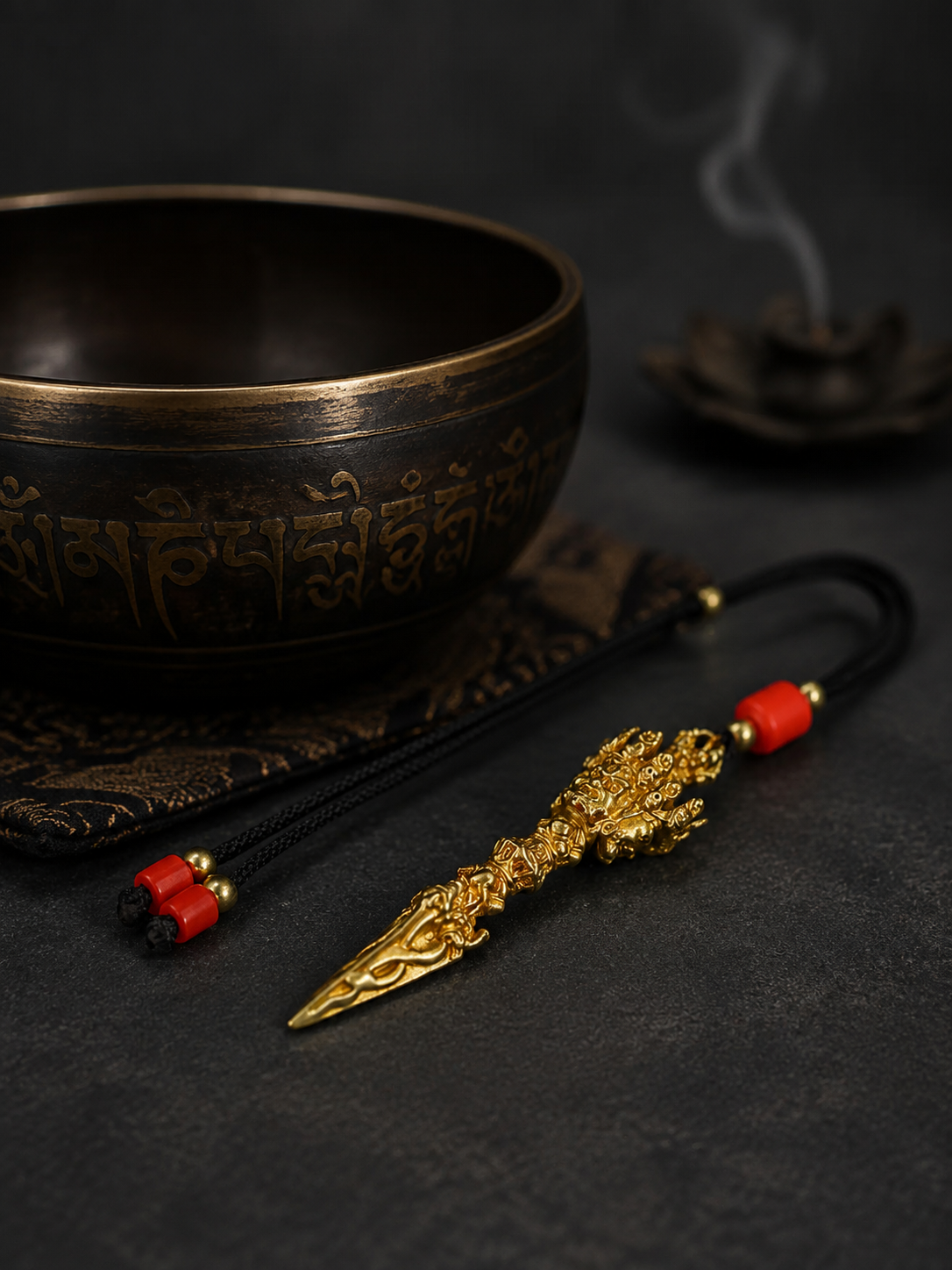 Tibetan Brass Phurba Vajra Pendant Amulet