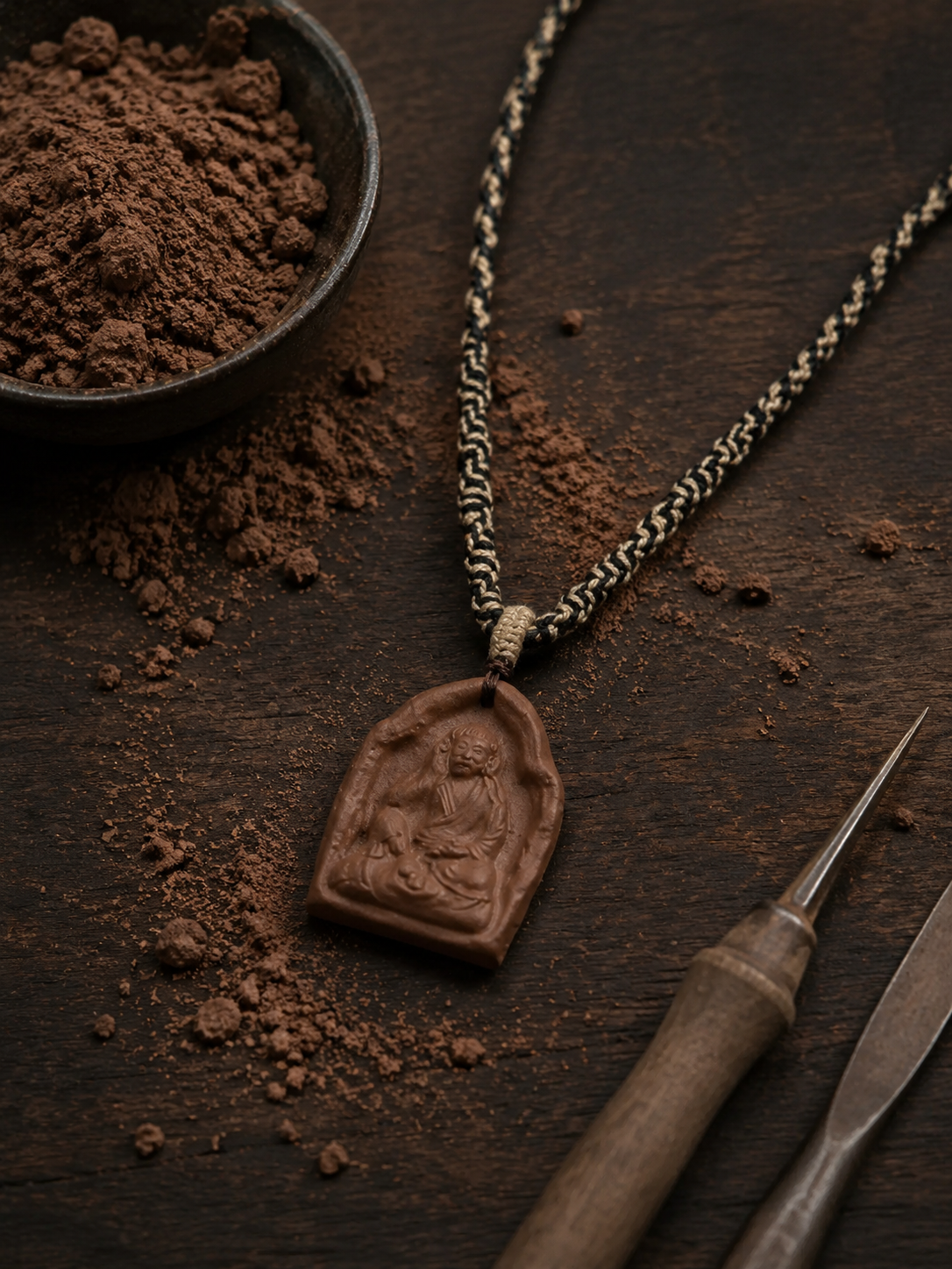 Handmade Tibetan Tsa Tsa Clay Amulet Necklace