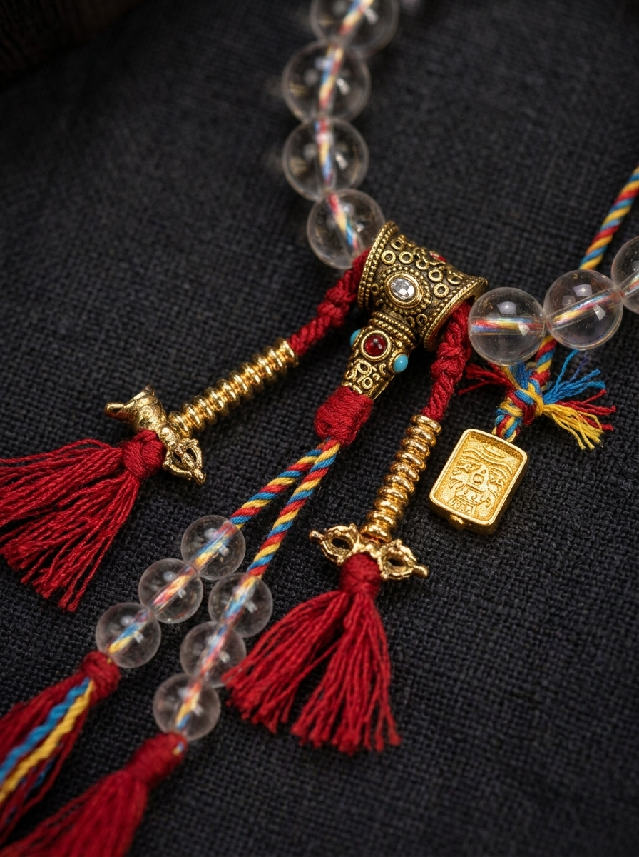 Tibetan 10mm White Crystal 18-Bead Mala Bracelet