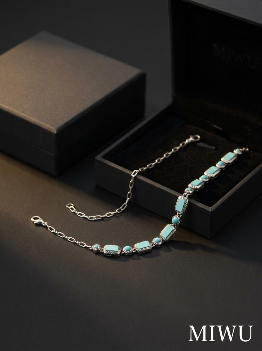Authentic Tibetan Turquoise & 925 Silver Bracelet