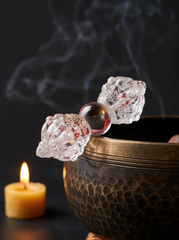 Tibetan White Crystal 9-Pronged Vajra Dorje Pendant