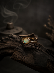 Vintage Oval Opal Ring - Gold Plated 925 Silver