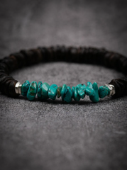 Tibetan Natural Turquoise & Agarwood 925 Silver Bracelet