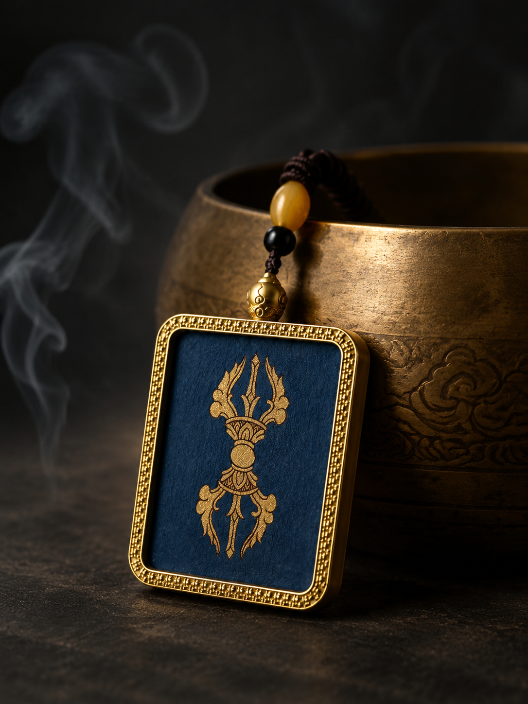 Hand-Painted Tibetan Thangka Vajra Amulet Necklace
