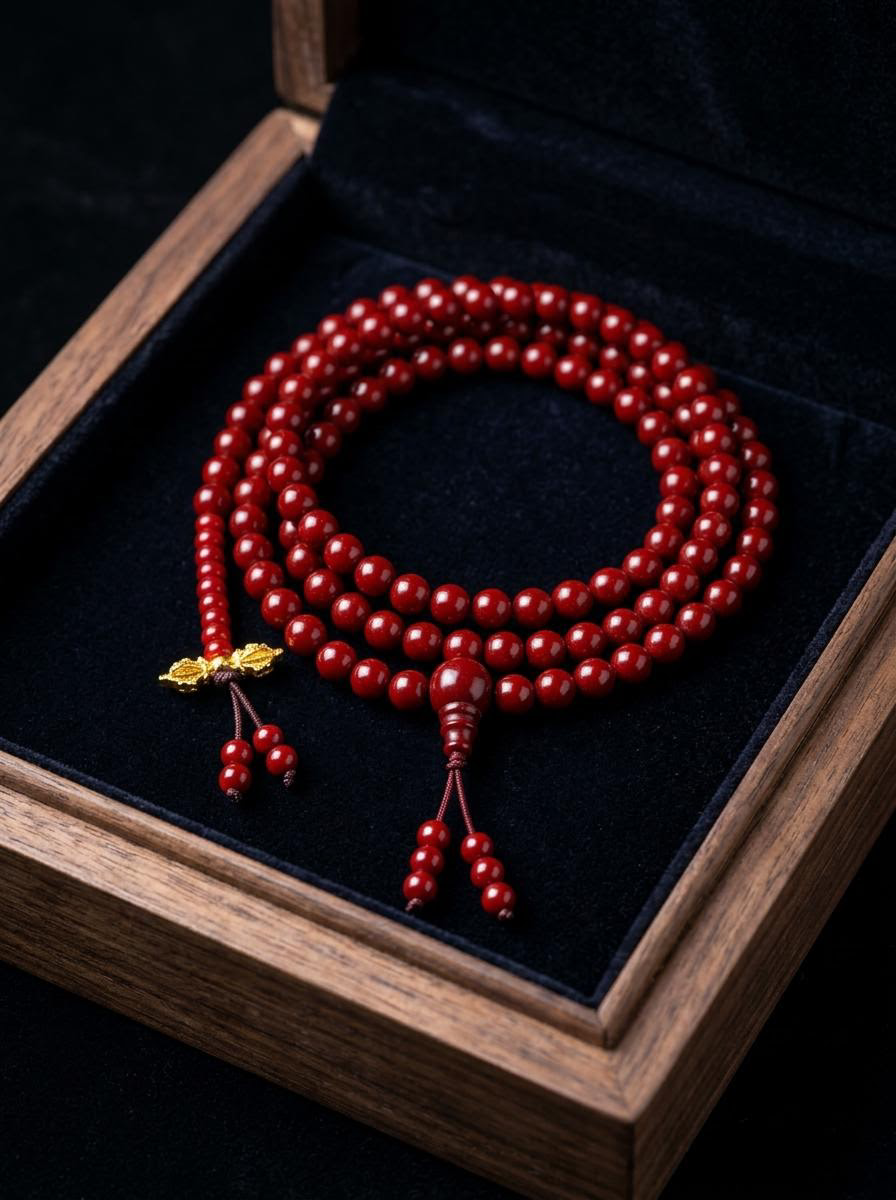 Tibetan Ox-Blood Red 108 Mala Meditation Beads