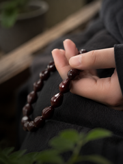Tibetan Cinnabar Teardrop Bodhi Seed Mala Bracelet