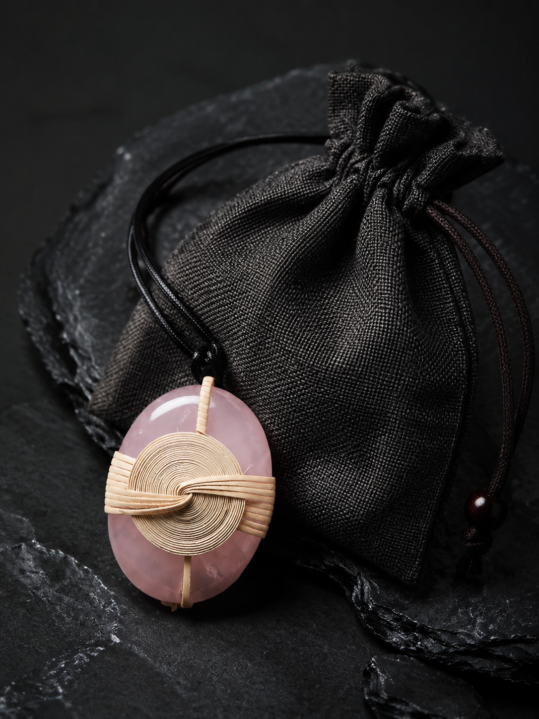 Handmade Tibetan Rattan Woven Crystal Pendant Necklace