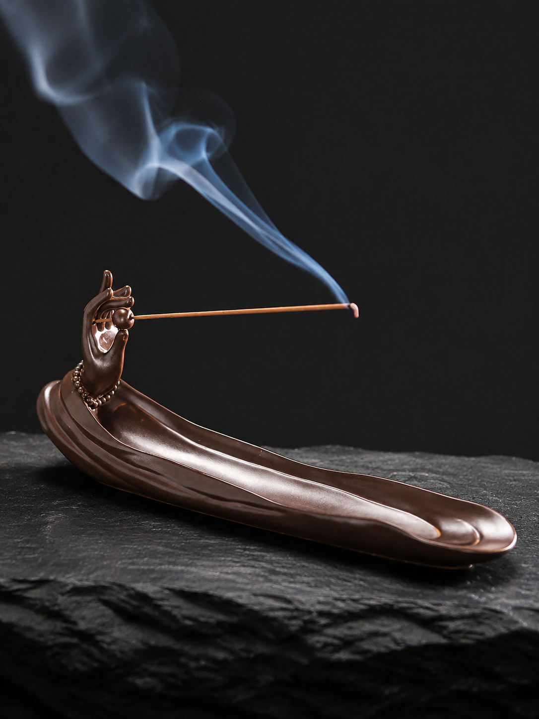 Embossed Ceramic Incense Holder for Tibetan Meditation