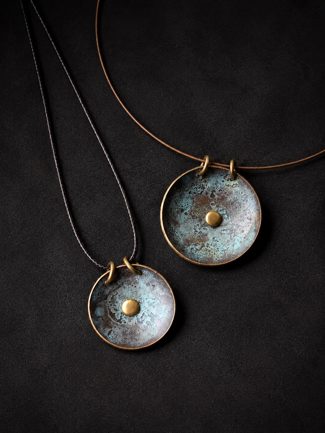 Handmade Rustic Bronze Patina Pendant Choker