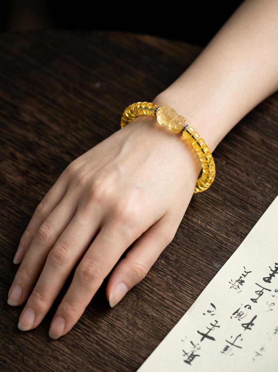 Tibetan 3-Eyed Dzi & Citrine Wealth Bracelet