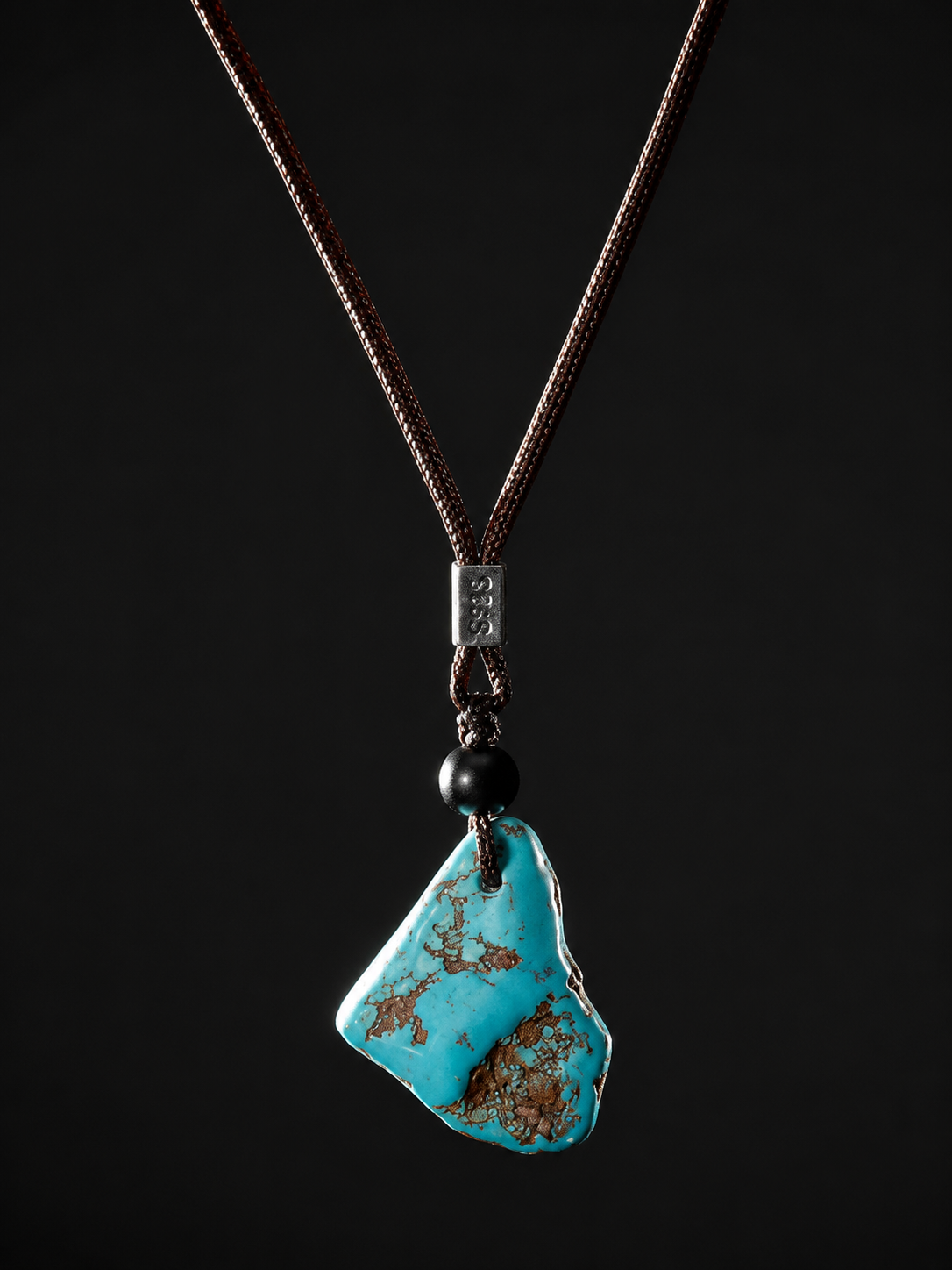 Tibetan Raw Turquoise S925 Silver Pendant Necklace