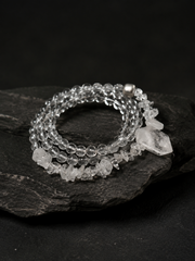Tibetan White Crystal Wrap Bracelet & Necklace