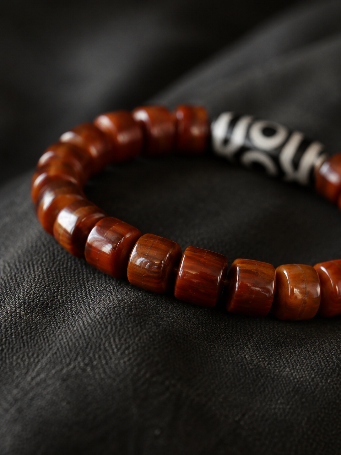 Tibetan 3-Eye Dzi Bead Natural Agate Bracelet