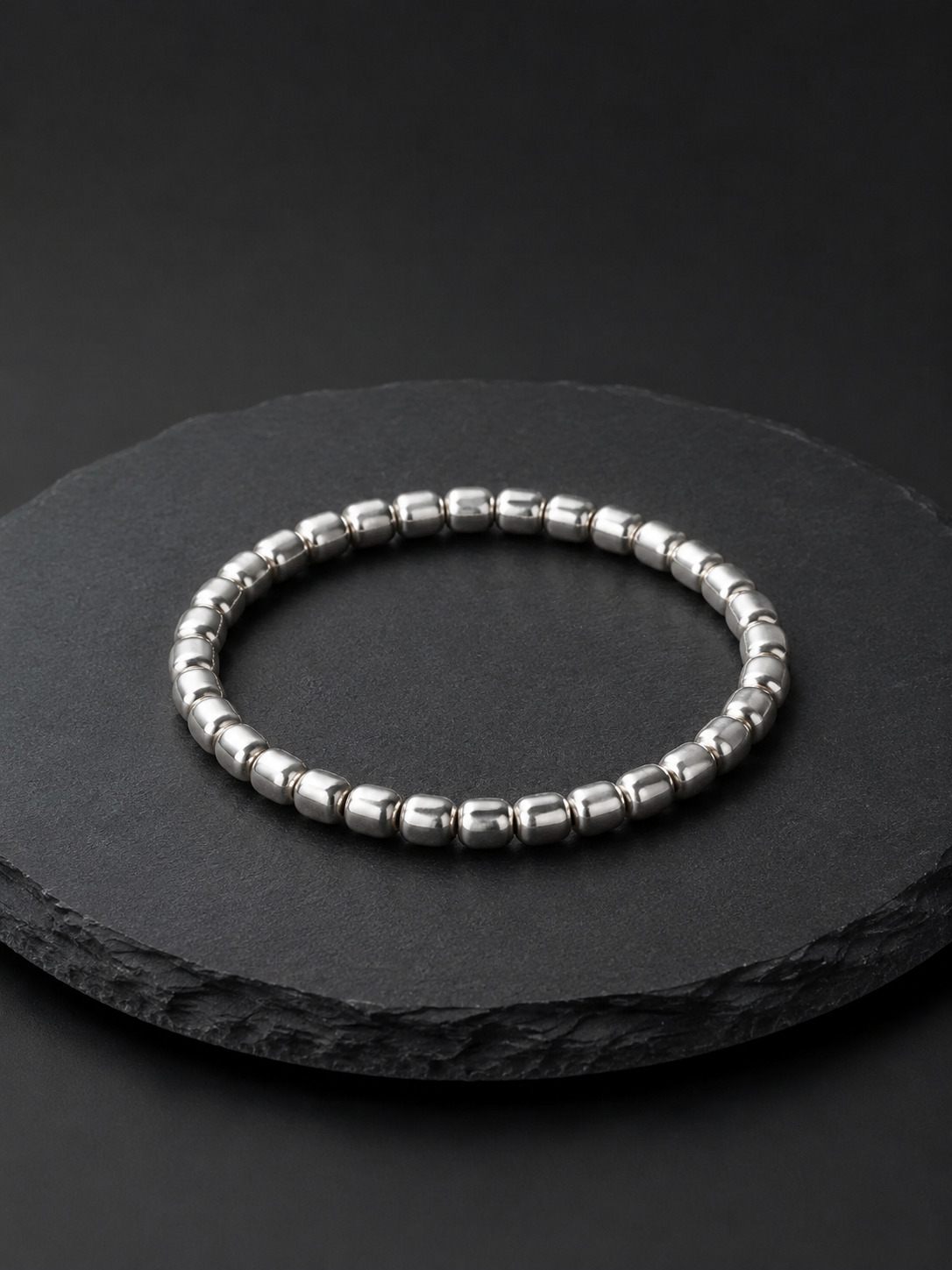 Tibetan 999 Fine Silver Barrel Bead Mala Bracelet