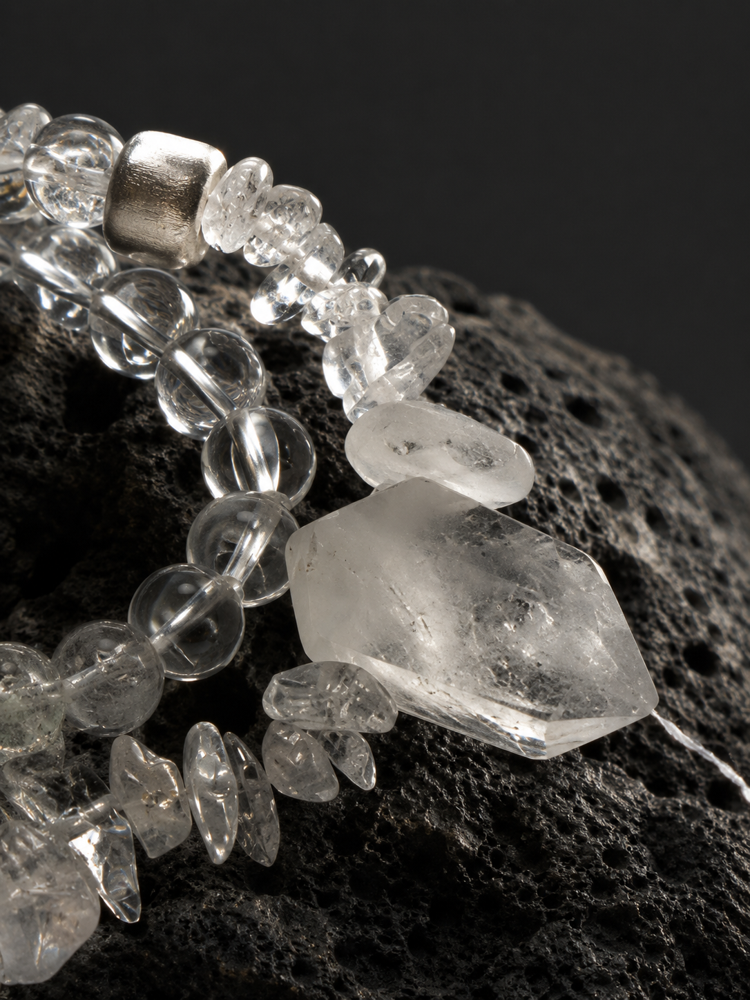 Tibetan White Crystal Wrap Bracelet & Necklace