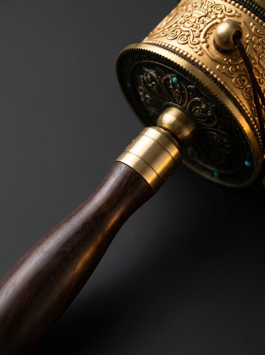 Authentic Tibetan Brass Handheld Prayer Wheel