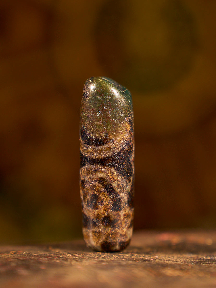 Tibetan Zhangzhung Era Sacred Sentinel Three-Eyed Agate Dzi Bead