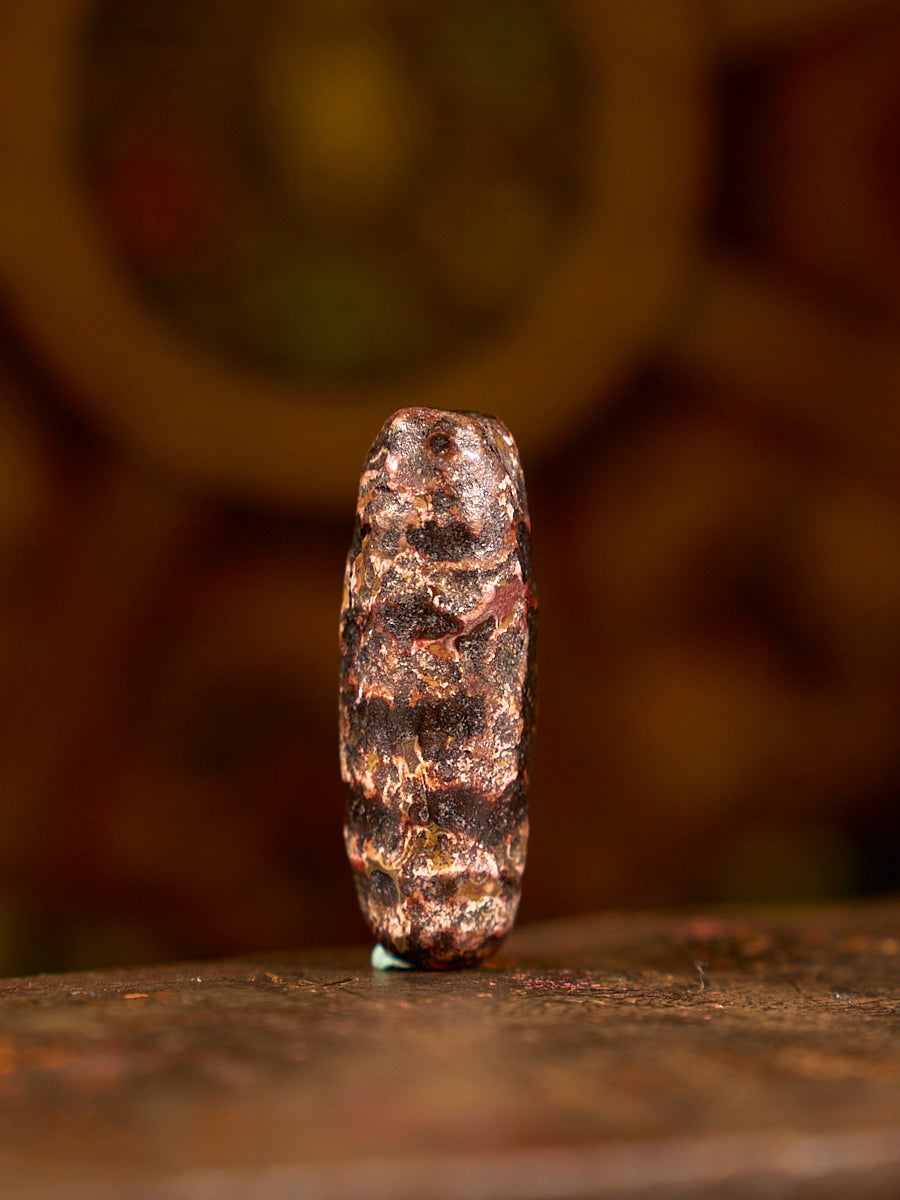 Zhangzhung Era Earth Gate of Balance Two-Eyed Agate Dzi Bead