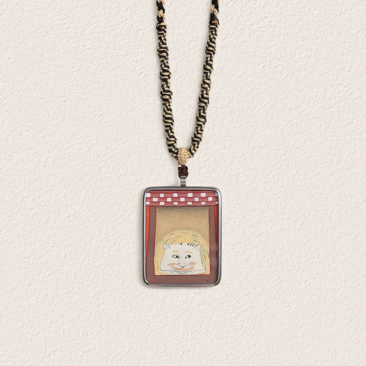 Hand-Painted Tibetan Thangka Amulet Necklace