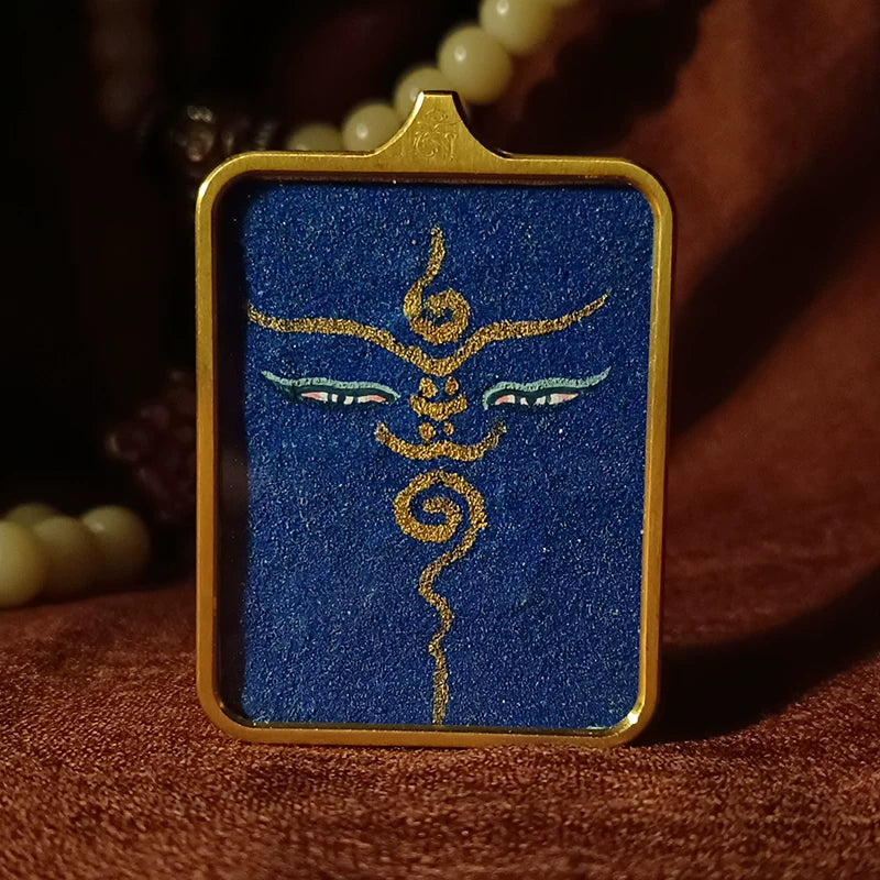 Hand-Painted Tibetan Buddha Eyes Thangka Amulet