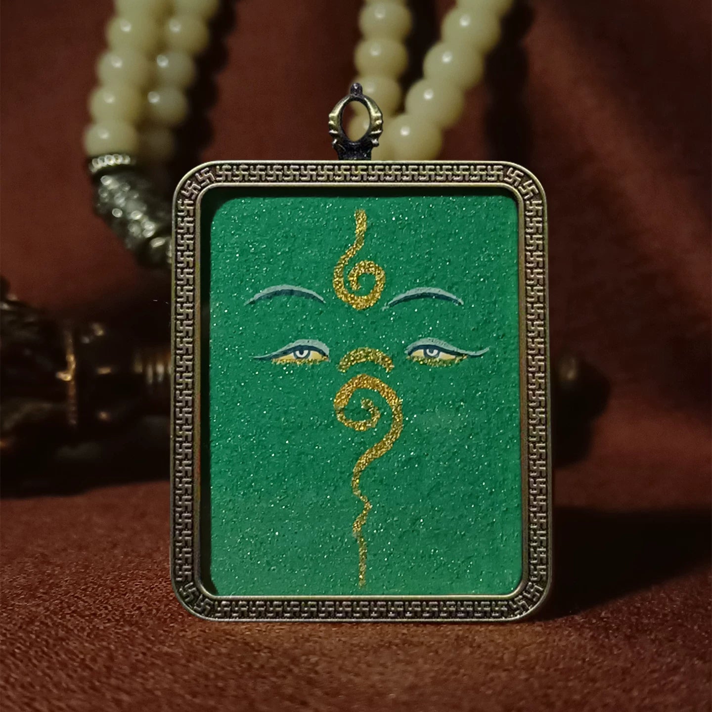 Hand-Painted Tibetan Buddha Eyes Thangka Amulet