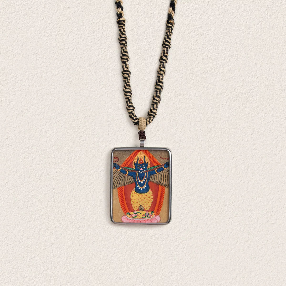 Hand-Painted Tibetan Thangka Amulet Necklace