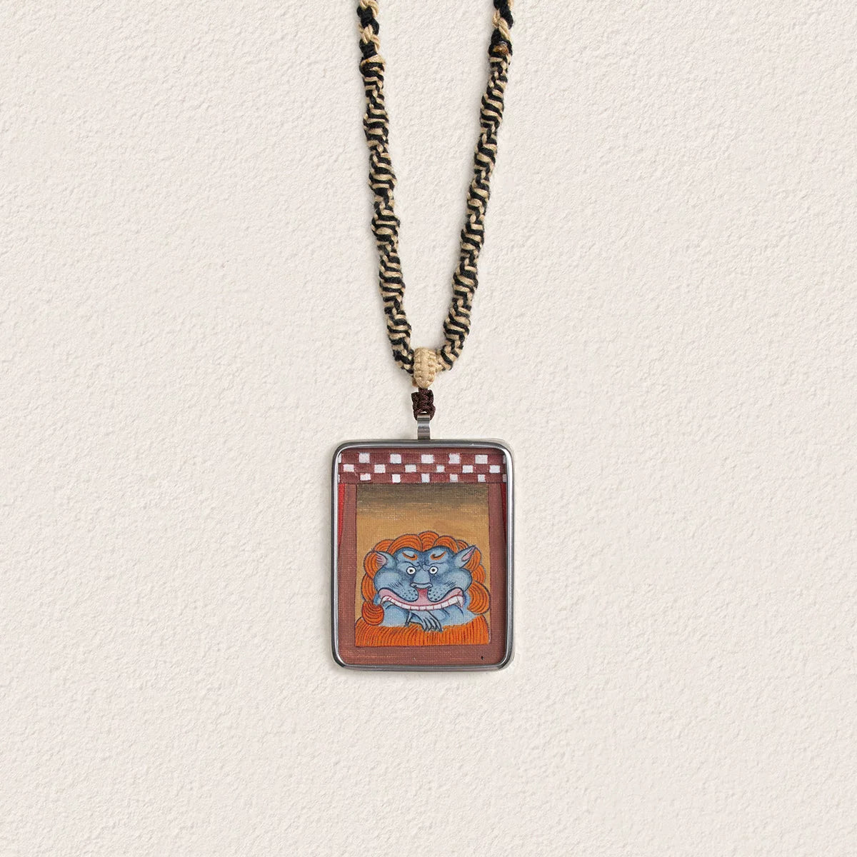 Hand-Painted Tibetan Thangka Amulet Necklace