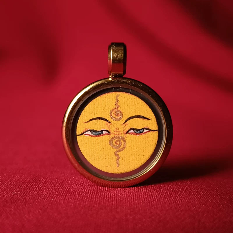 Hand-Painted Tibetan Thangka Buddha Eye Amulet Pendant