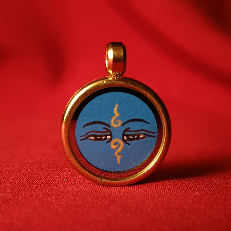 Hand-Painted Tibetan Thangka Buddha Eye Amulet Pendant