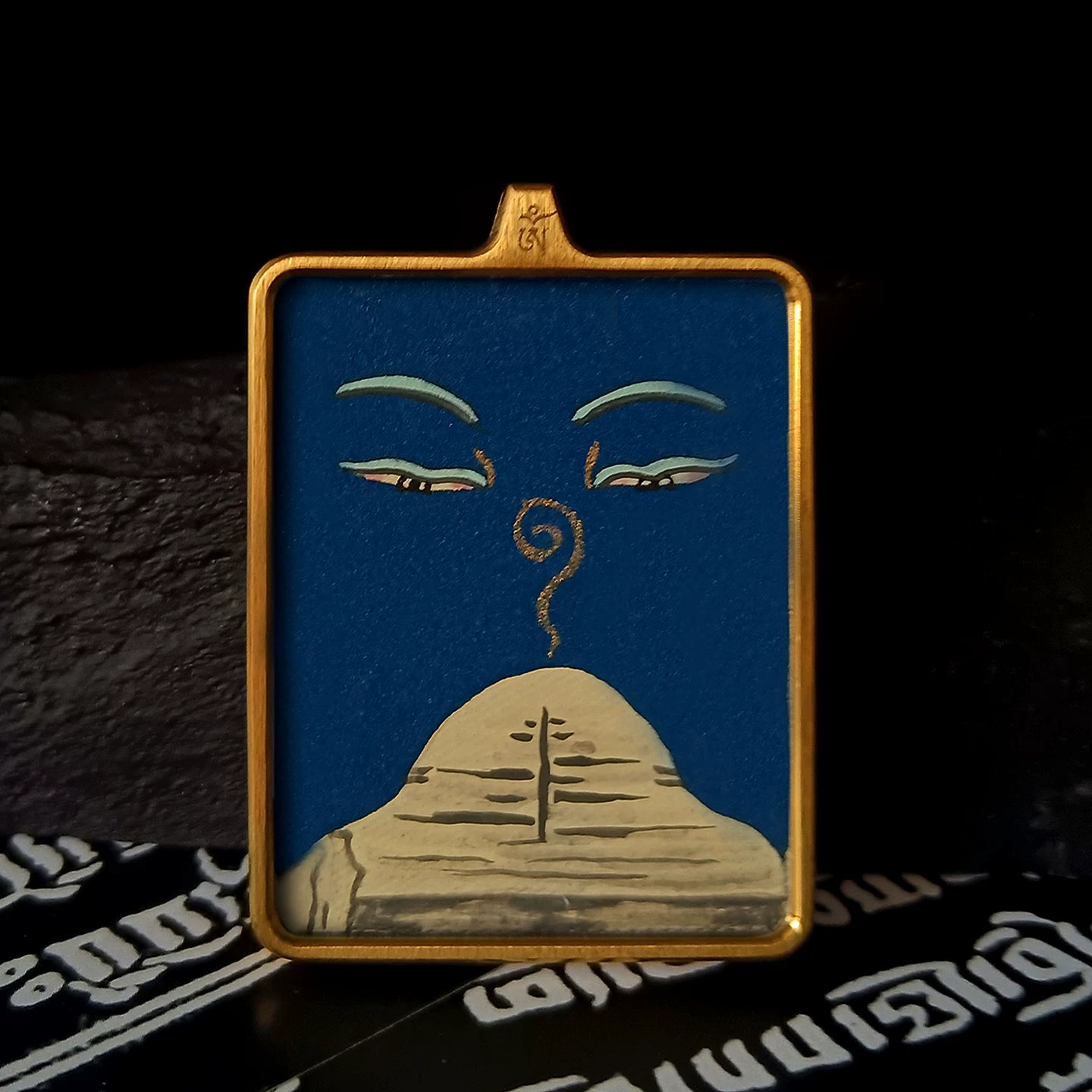 Tibetan Hand-Painted Mount Kailash Thangka Amulet