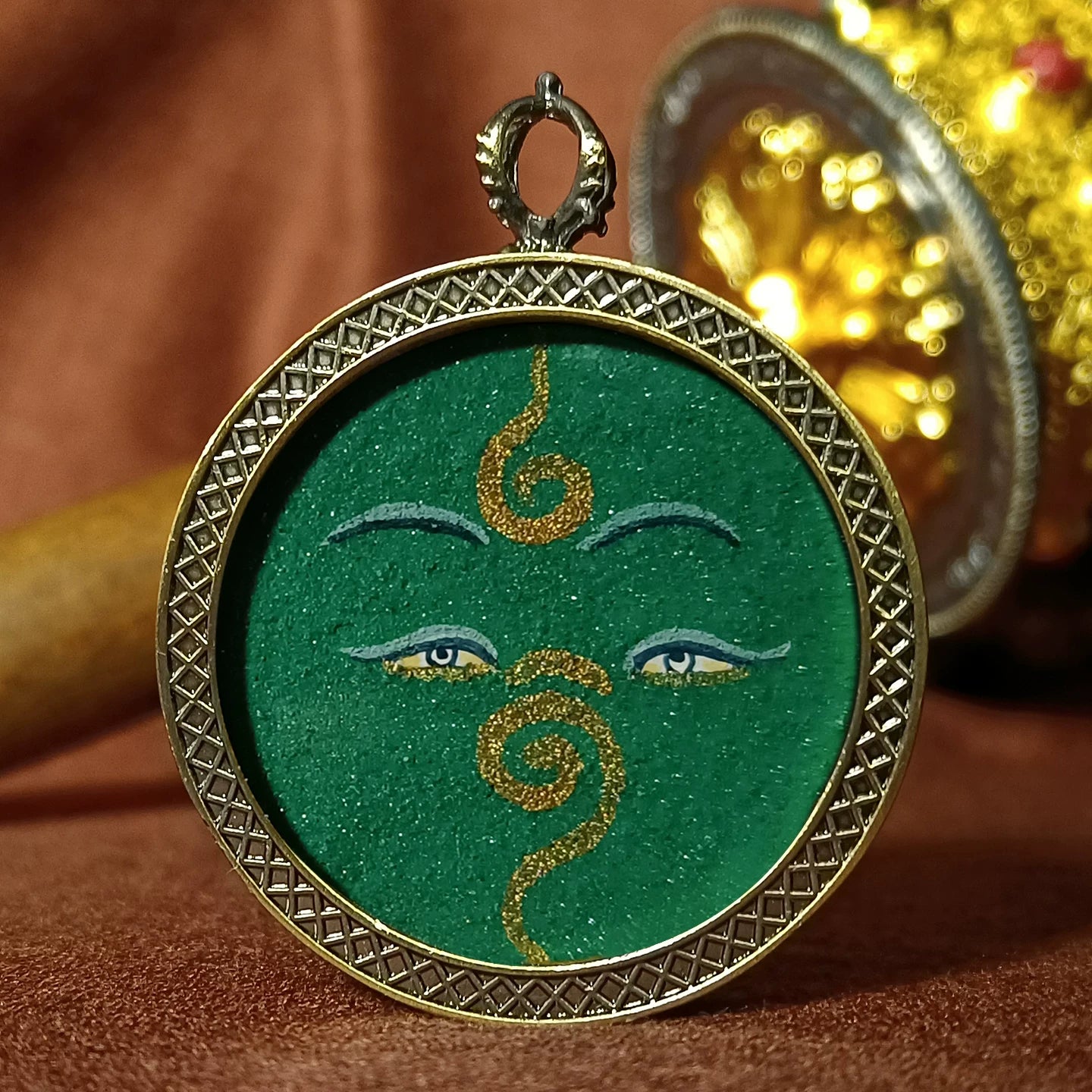 Hand-Painted Tibetan Buddha Eyes Thangka Amulet