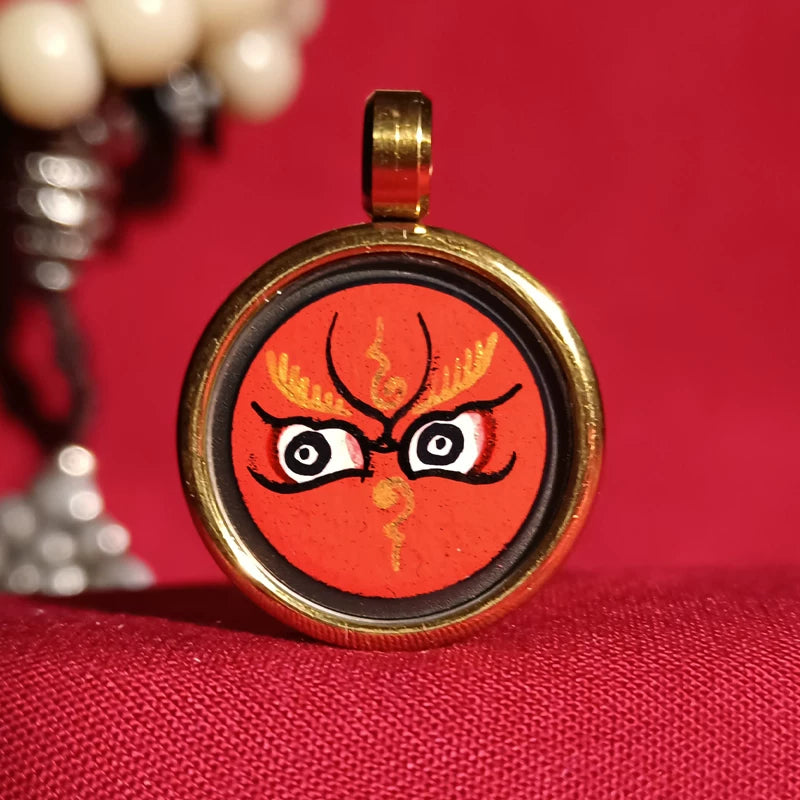 Hand-Painted Tibetan Thangka Buddha Eye Amulet Pendant