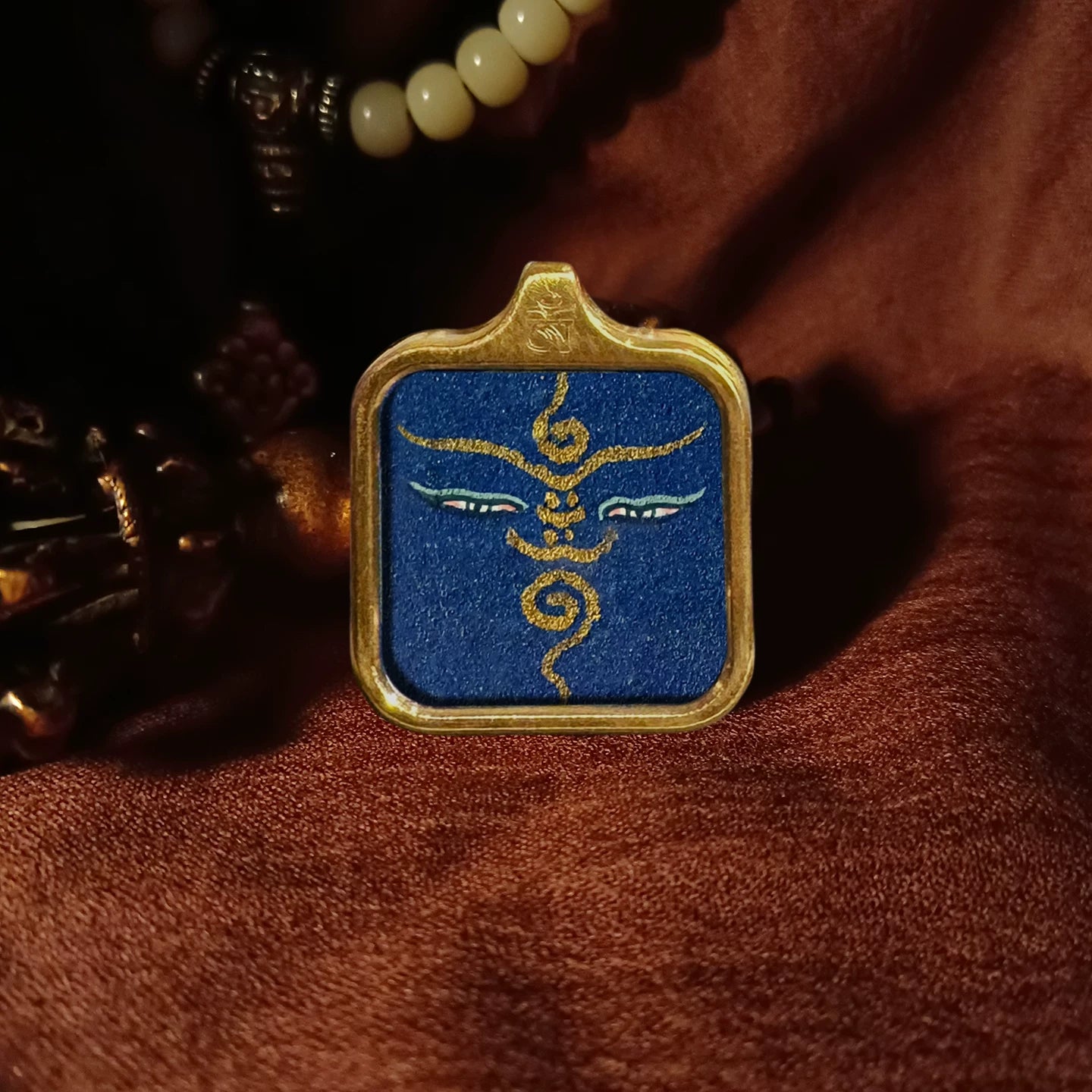 Hand-Painted Tibetan Buddha Eyes Thangka Amulet