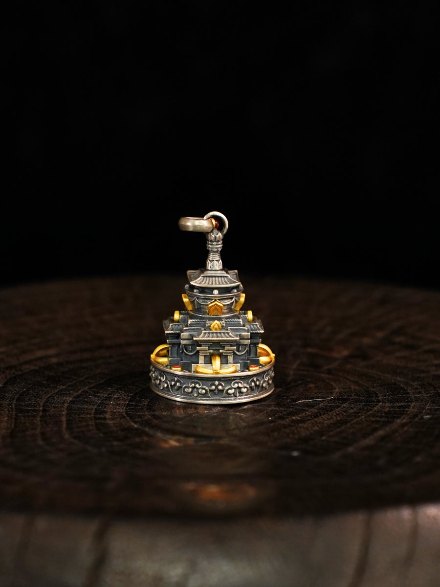 Tranquil Wisdom Mandala Silver Necklace