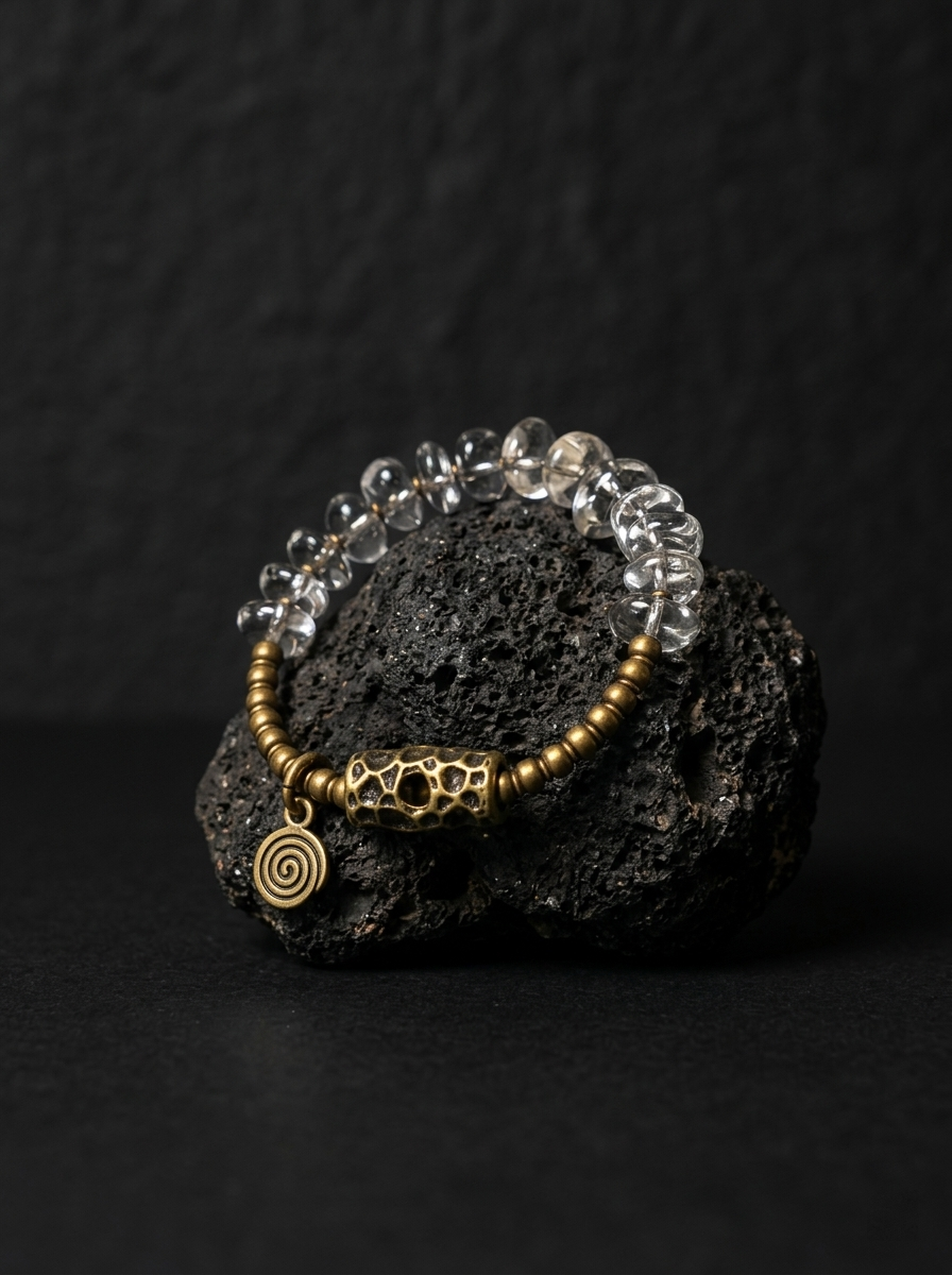Tibetan Clear Quartz Bracelet - Minimalist Irregular Design
