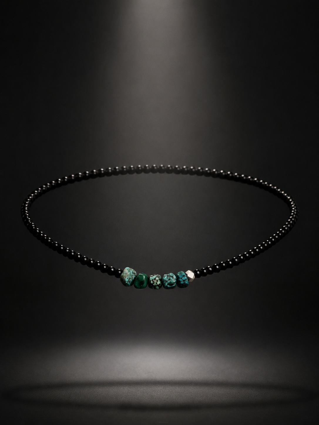 Tibetan Raw Turquoise & Black Agate Beaded Choker