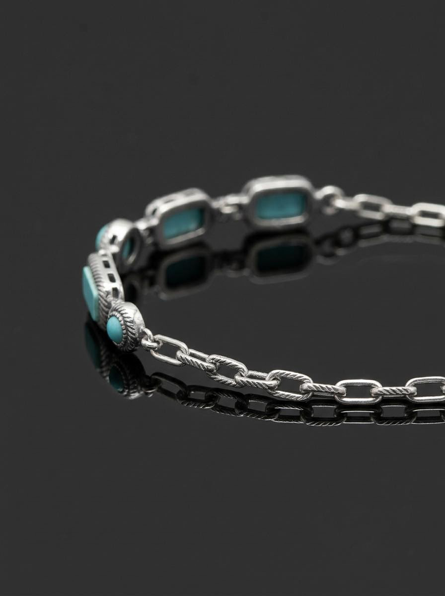 Authentic Tibetan Turquoise & 925 Silver Bracelet