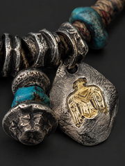 Tibetan Eagle & Mani Stone Vintage Braided Rope Necklace