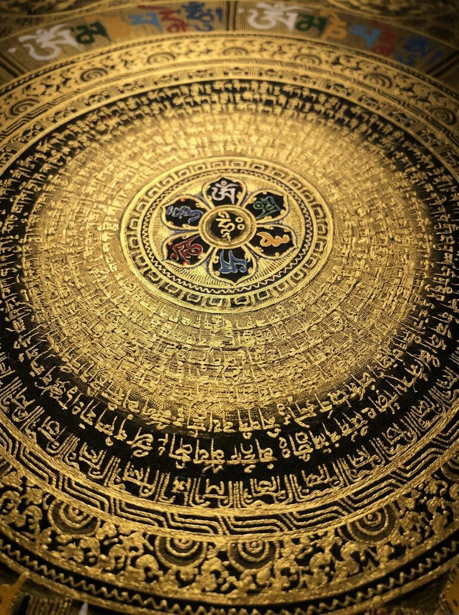 Hand-Painted Tibetan Eight Auspicious Mandala Thangka