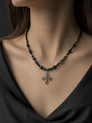 Vintage 925 Silver Crossed Vajra Tibetan Necklace
