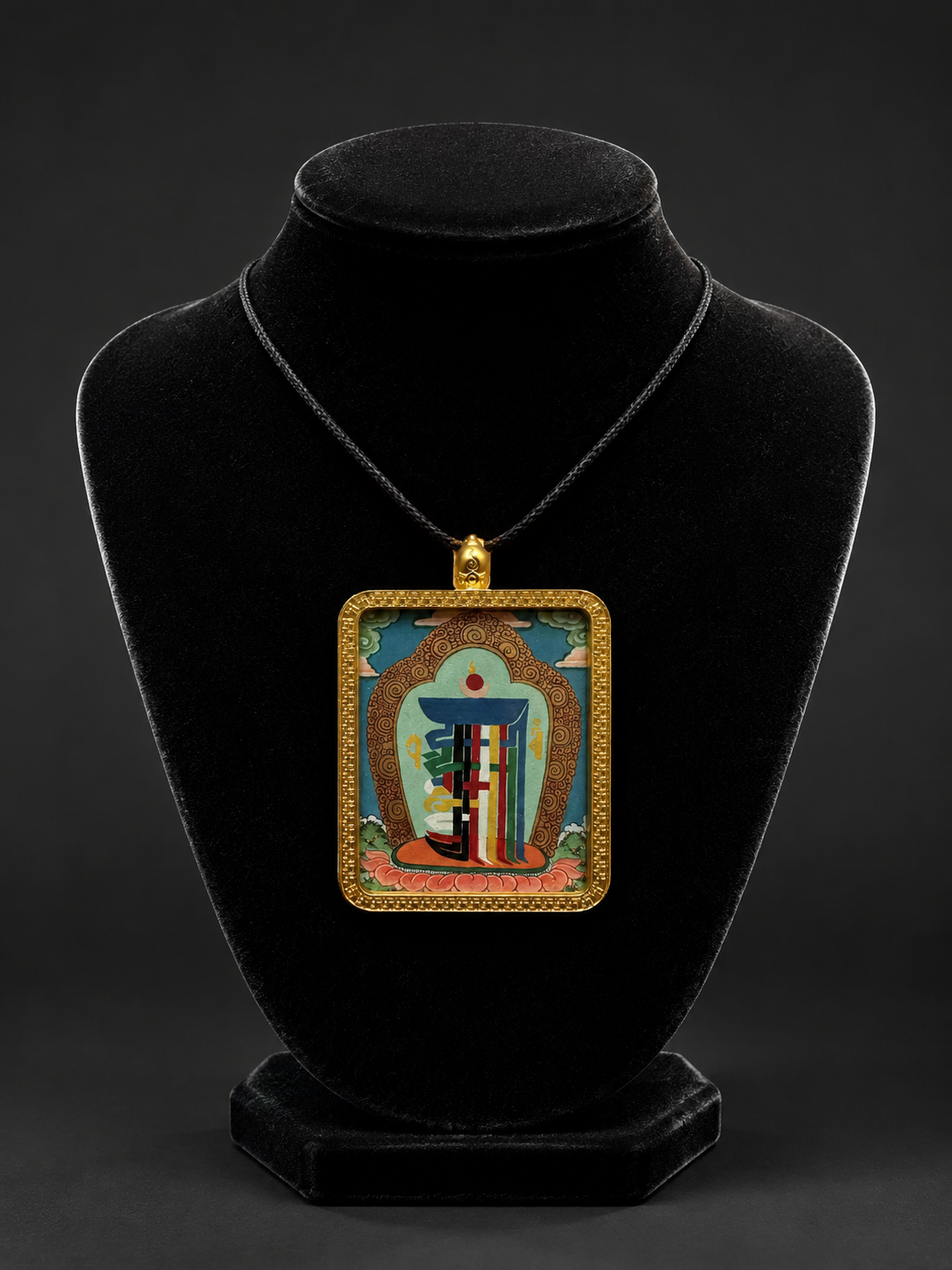 Hand-Painted Kalachakra Thangka Pendant Amulet