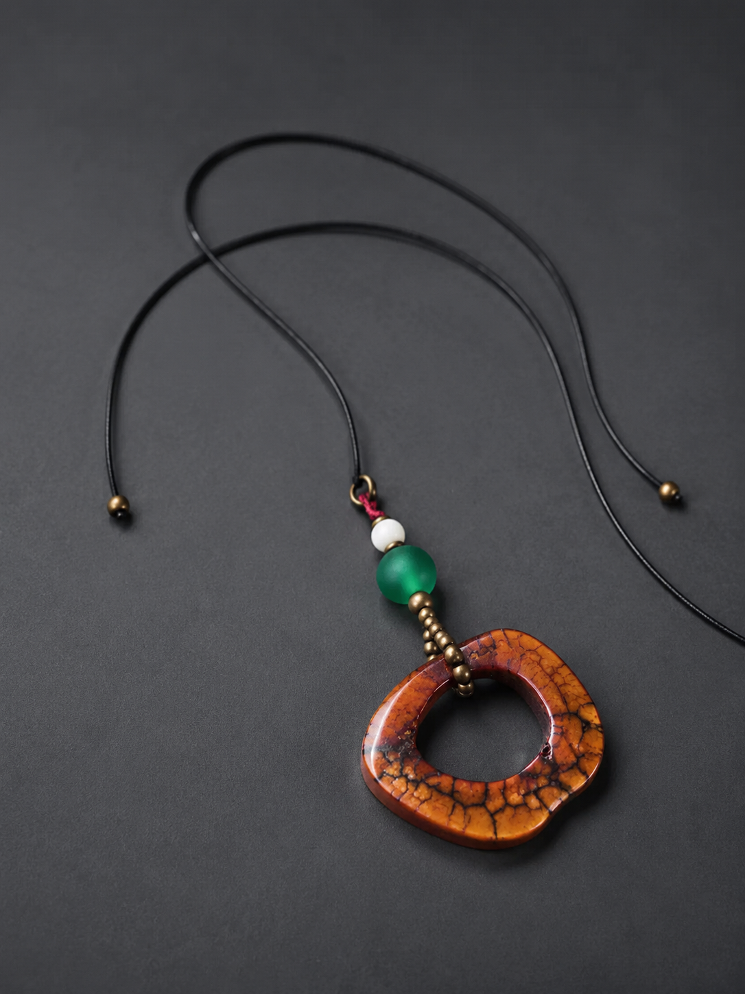 Tibetan Smoked Yak Bone Amulet Pendant Necklace
