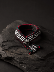 Hand-Woven Tibetan Wool Bracelet with Dzi Bead