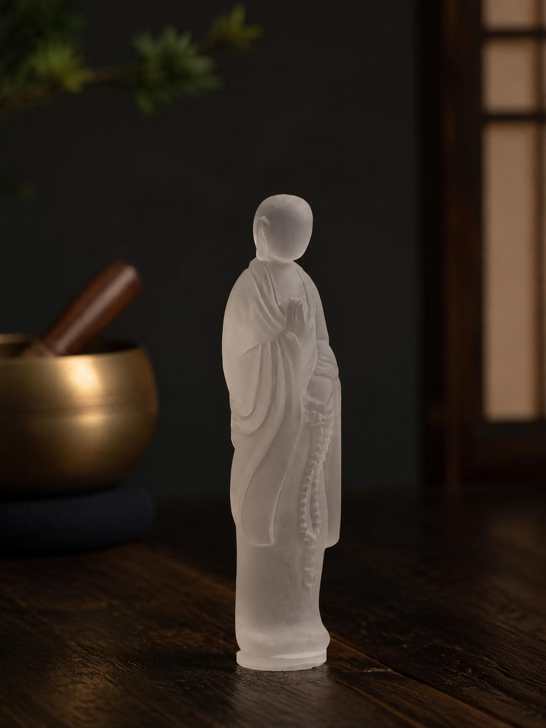 Tibetan Clear Quartz Faceless Buddha & Lotus Base