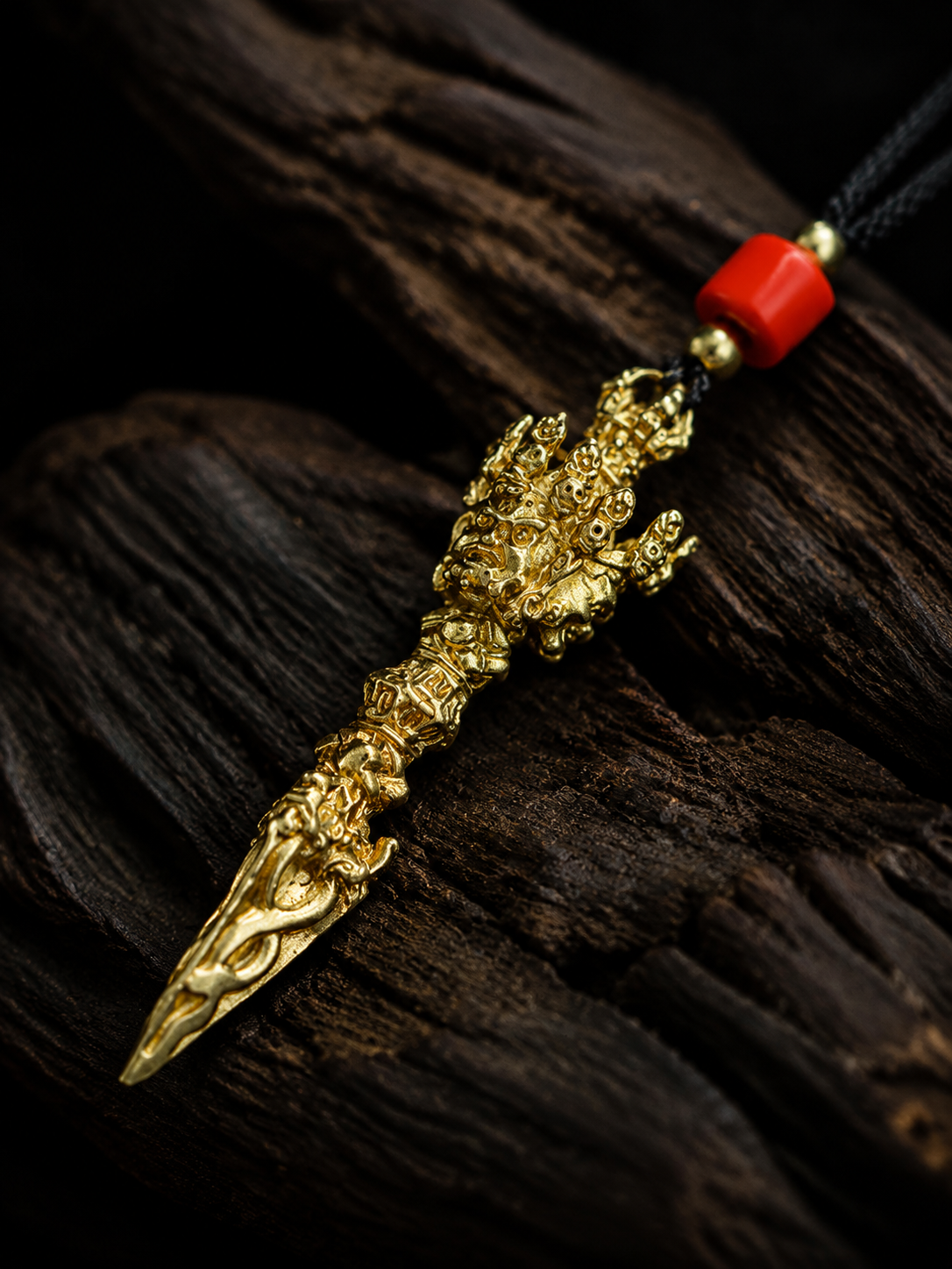 Tibetan Brass Phurba Vajra Pendant Amulet