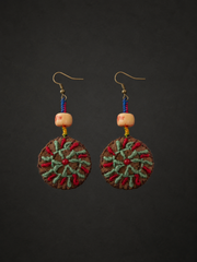 Handmade Tibetan Embroidered Leather Drop Earrings
