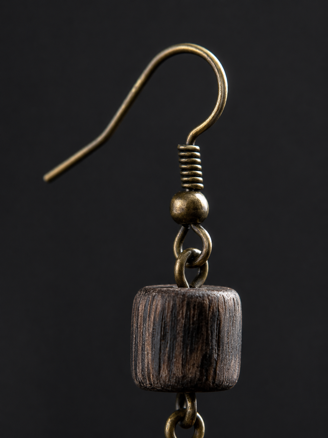 Vintage Tibetan Agarwood Gold-Inlaid Earrings