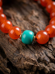 Authentic Tibetan Red Agate 108 Mala Bead Bracelet