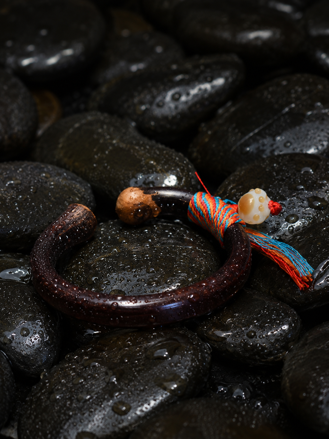 Authentic 8mm Tibetan Blood Vine Bracelet with Woven Rope