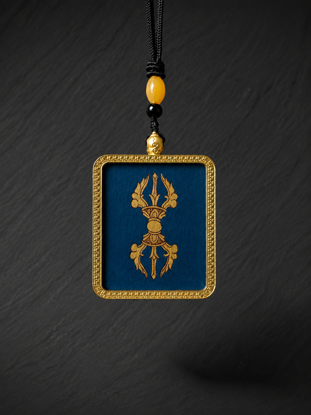 Hand-Painted Tibetan Thangka Vajra Amulet Necklace